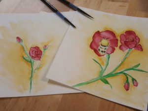 Practising with watercolours